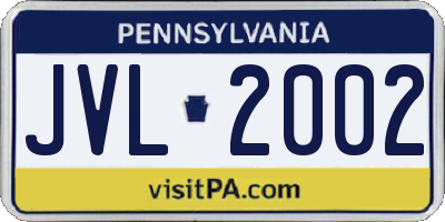 PA license plate JVL2002