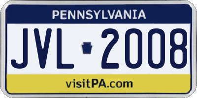 PA license plate JVL2008