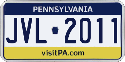 PA license plate JVL2011