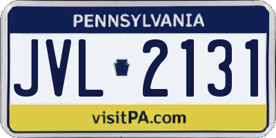 PA license plate JVL2131