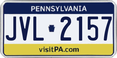 PA license plate JVL2157