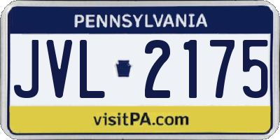 PA license plate JVL2175