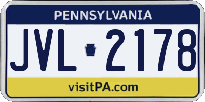 PA license plate JVL2178
