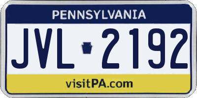 PA license plate JVL2192