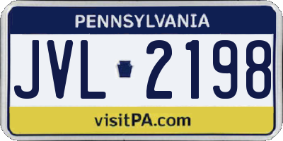 PA license plate JVL2198