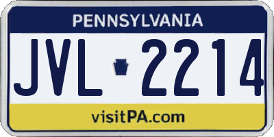 PA license plate JVL2214