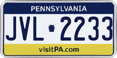 PA license plate JVL2233