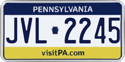 PA license plate JVL2245