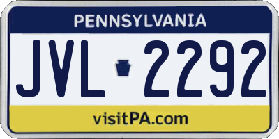 PA license plate JVL2292