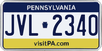 PA license plate JVL2340