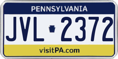 PA license plate JVL2372