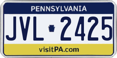 PA license plate JVL2425