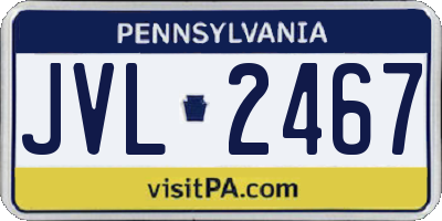 PA license plate JVL2467
