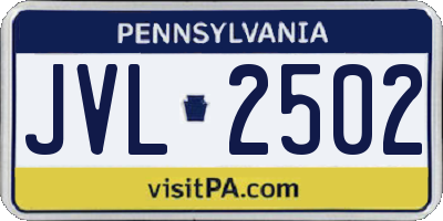 PA license plate JVL2502