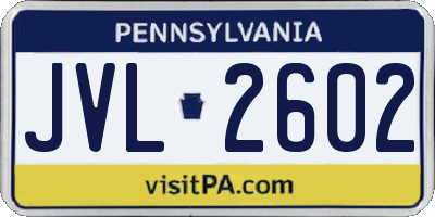 PA license plate JVL2602