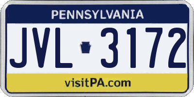PA license plate JVL3172