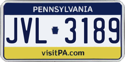 PA license plate JVL3189