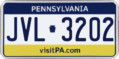 PA license plate JVL3202