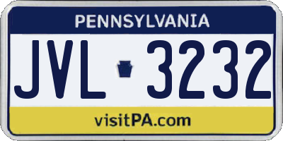 PA license plate JVL3232