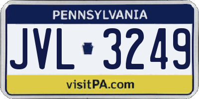 PA license plate JVL3249