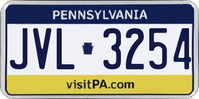 PA license plate JVL3254