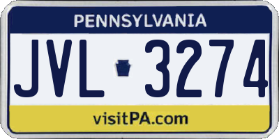 PA license plate JVL3274