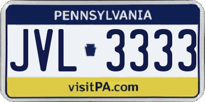 PA license plate JVL3333