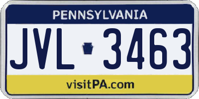 PA license plate JVL3463