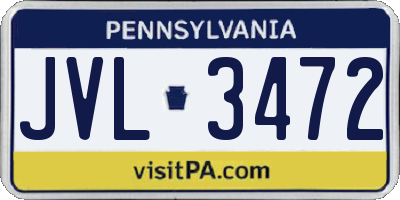 PA license plate JVL3472