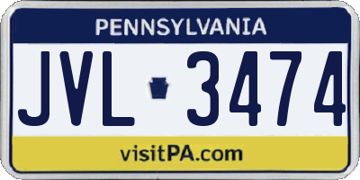PA license plate JVL3474