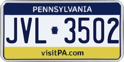 PA license plate JVL3502