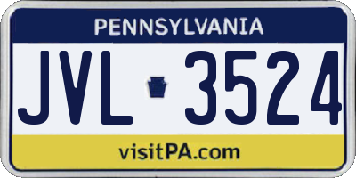 PA license plate JVL3524