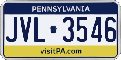 PA license plate JVL3546