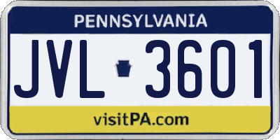 PA license plate JVL3601