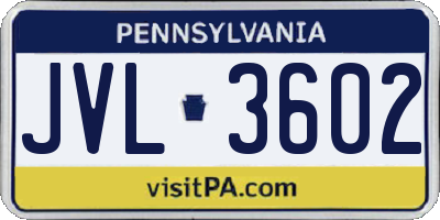 PA license plate JVL3602