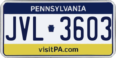 PA license plate JVL3603