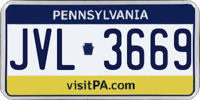 PA license plate JVL3669