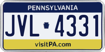 PA license plate JVL4331