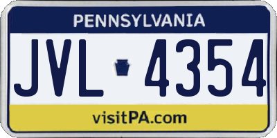 PA license plate JVL4354