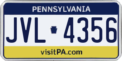 PA license plate JVL4356