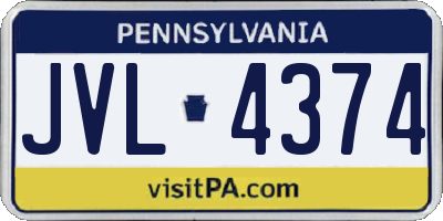 PA license plate JVL4374
