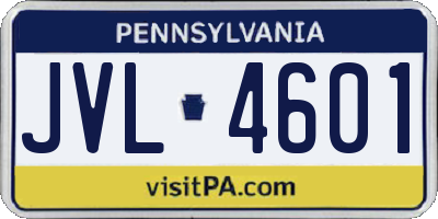 PA license plate JVL4601