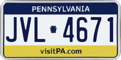 PA license plate JVL4671