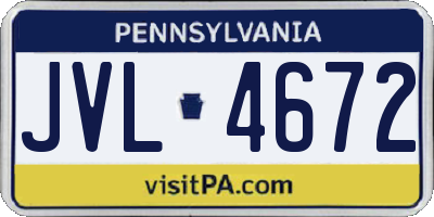 PA license plate JVL4672