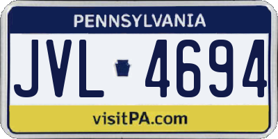 PA license plate JVL4694
