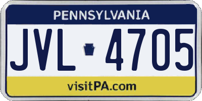 PA license plate JVL4705