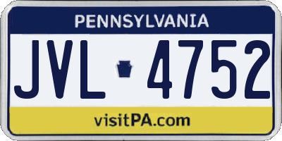 PA license plate JVL4752