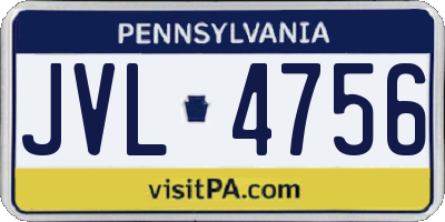PA license plate JVL4756