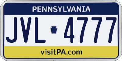 PA license plate JVL4777