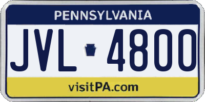 PA license plate JVL4800